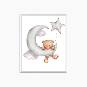 Niedlicher Bär auf dem Mond – Wanddekoration