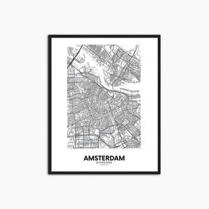 Carte d'Amsterdam - Décoration murale imprimée