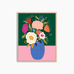 Flowers in Blue Pot - Print Muurdecoratie