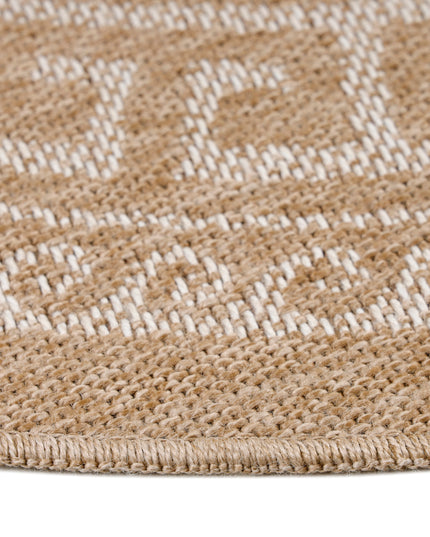 Juteoptik Teppich - Rund - Beiges Muster