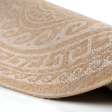 Jute Look Vloerkleed - Rond - Beige Patroon