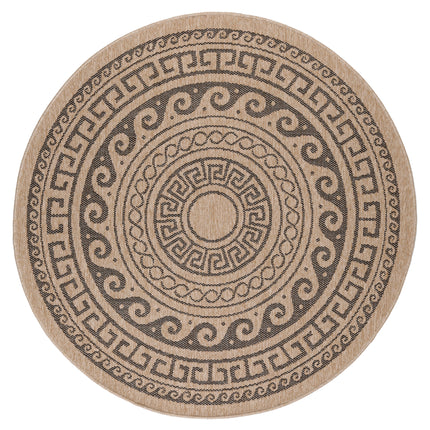 Jute Look Vloerkleed - Rond - Zwart Patroon
