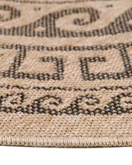 Jute Look Vloerkleed - Rond - Zwart Patroon