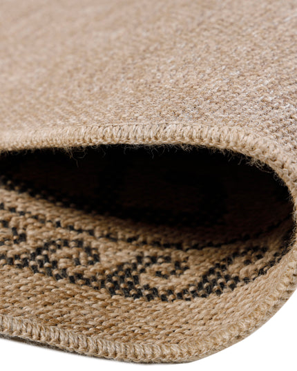 Jute Look Vloerkleed - Rond - Zwart Patroon