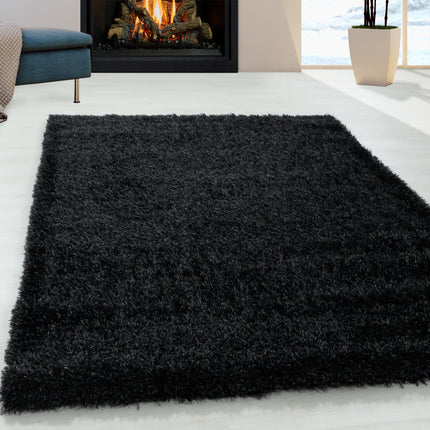 Hoogpolig Vloerkleed Luxe - Plain - Zwart