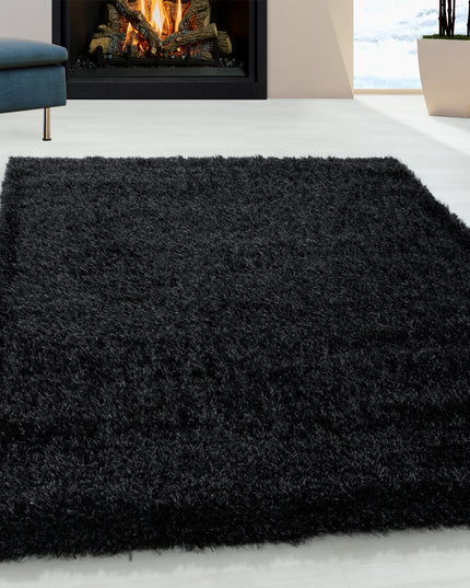 Hoogpolig Vloerkleed Luxe - Plain - Zwart