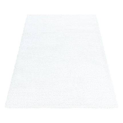 Hochflor Teppich Luxus - Uni - Weiß