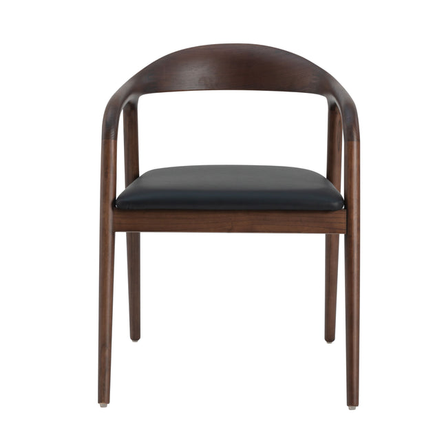 Andrea Walnoot Eetkamerstoel - Japandi Zwart PU