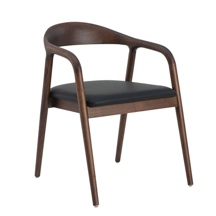 Chaise de salle à manger Andrea en noyer - Japandi noir PU
