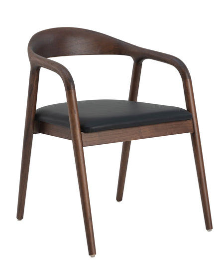 Andrea Walnoot Eetkamerstoel - Japandi Zwart PU