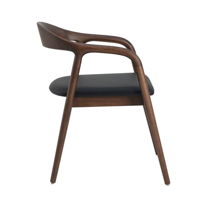 Chaise de salle à manger Andrea en noyer - Japandi noir PU