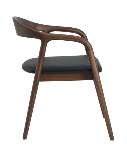 Andrea Walnoot Eetkamerstoel - Japandi Zwart PU