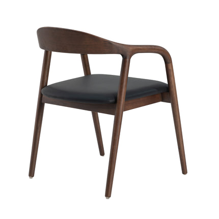 Chaise de salle à manger Andrea en noyer - Japandi noir PU