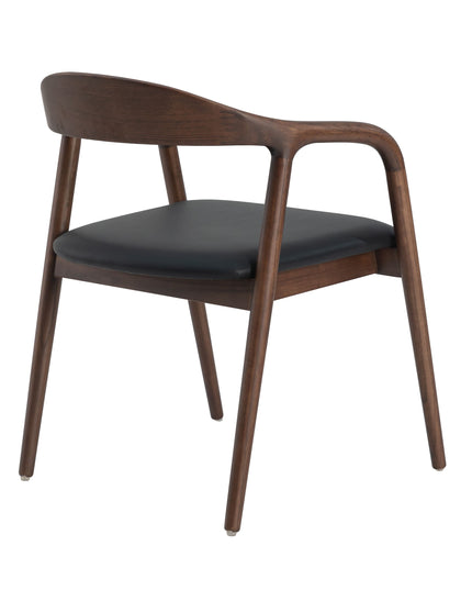 Andrea Walnoot Eetkamerstoel - Japandi Zwart PU