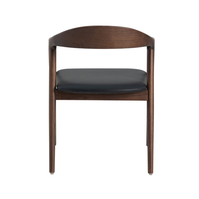 Andrea Walnoot Eetkamerstoel - Japandi Zwart PU
