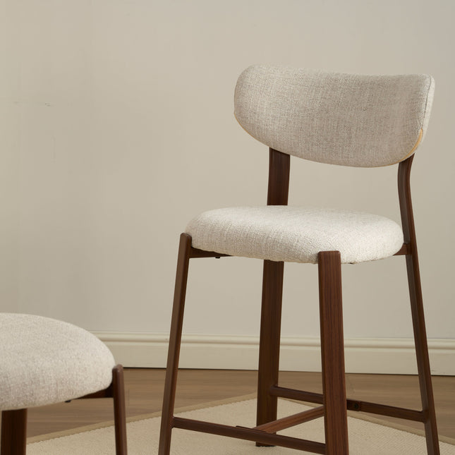 Jane Barhocker - Beige - Walnussbeine