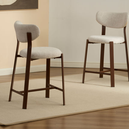 Jane Barhocker - Beige - Walnussbeine