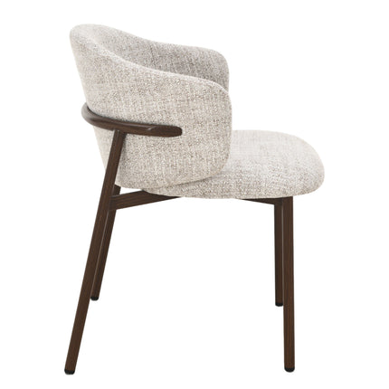Jenna Esszimmerstuhl – Beige – Beine aus Walnussholz
