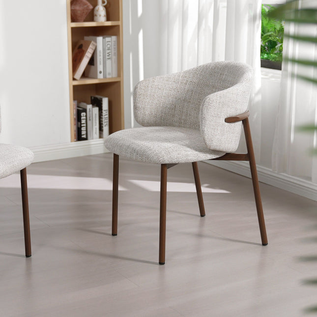 Jenna Eetkamerstoel - Beige - Walnoot Poten