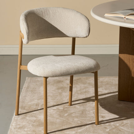 Chaise de salle à manger Kiara - Chenille beige - Naturel