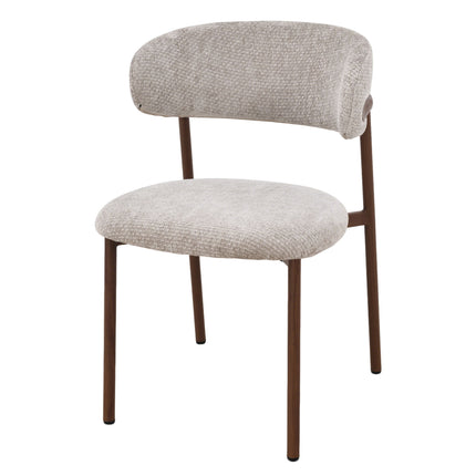 Kiara Eetkamerstoel - Beige Chenille - Walnoot