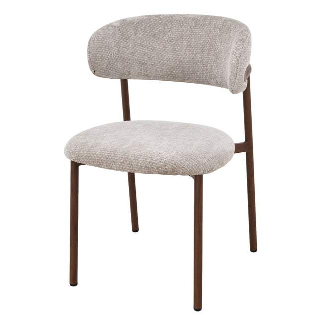 Kiara Eetkamerstoel - Beige Chenille - Walnoot