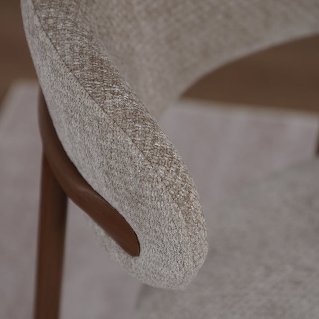 Kiara Esszimmerstuhl - Beige Chenille - Walnuss