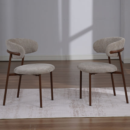 Kiara Eetkamerstoel - Beige Chenille - Walnoot