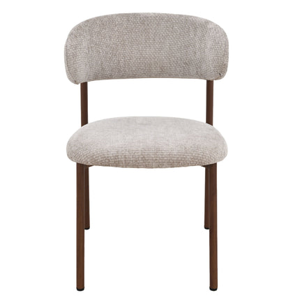 Kiara Eetkamerstoel - Beige Chenille - Walnoot