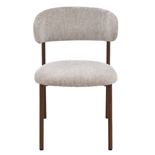Kiara Esszimmerstuhl - Beige Chenille - Walnuss