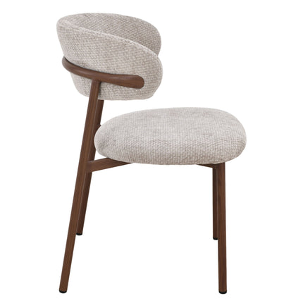 Kiara Eetkamerstoel - Beige Chenille - Walnoot