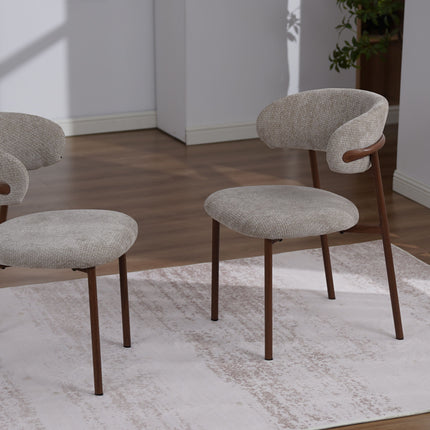 Kiara Eetkamerstoel - Beige Chenille - Walnoot