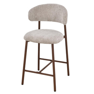 Kiara Barhocker – Beige Chenille – Walnuss