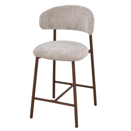 Kiara Barhocker – Beige Chenille – Walnuss
