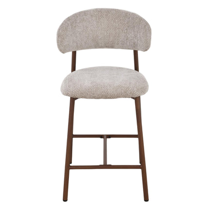 Kiara Barhocker – Beige Chenille – Walnuss