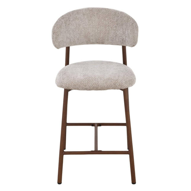 Kiara Barhocker – Beige Chenille – Walnuss