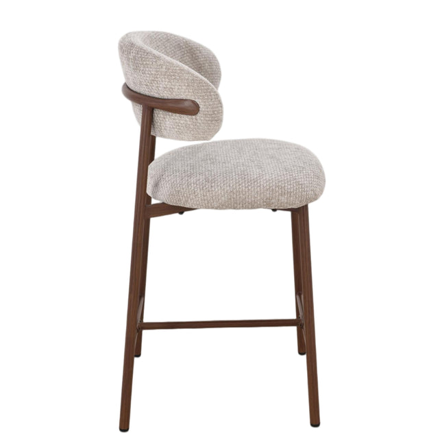Kiara Barhocker – Beige Chenille – Walnuss