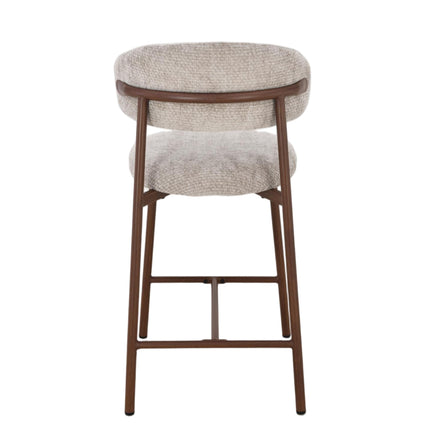 Kiara Barhocker – Beige Chenille – Walnuss