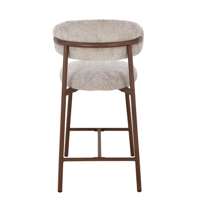 Kiara Barhocker – Beige Chenille – Walnuss