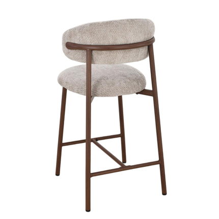 Kiara Barhocker – Beige Chenille – Walnuss