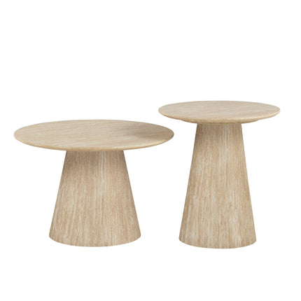 Table basse Kori - Aspect travertin - Lot de 2