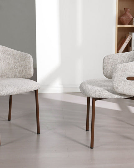 Jenna Eetkamerstoel - Beige - Walnoot Poten