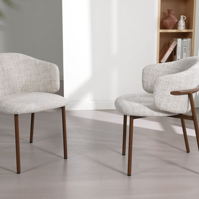 Jenna Eetkamerstoel - Beige - Walnoot Poten