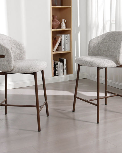 Jenna Barstoel - Beige - Walnoot Poten