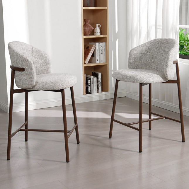 Jenna Barstoel - Beige - Walnoot Poten