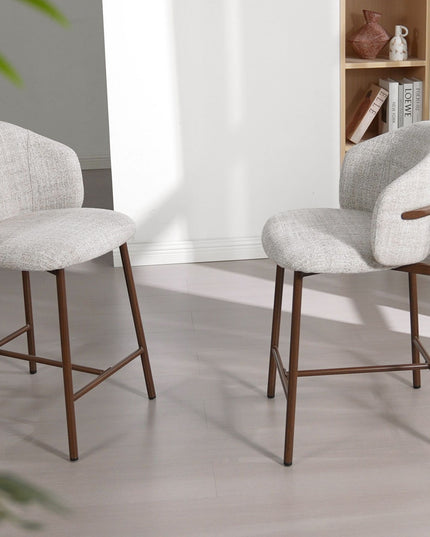 Jenna Barstoel - Beige - Walnoot Poten