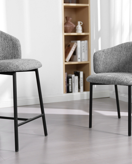 Jenna Eetkamerstoel - Grijs - Zwart Poten