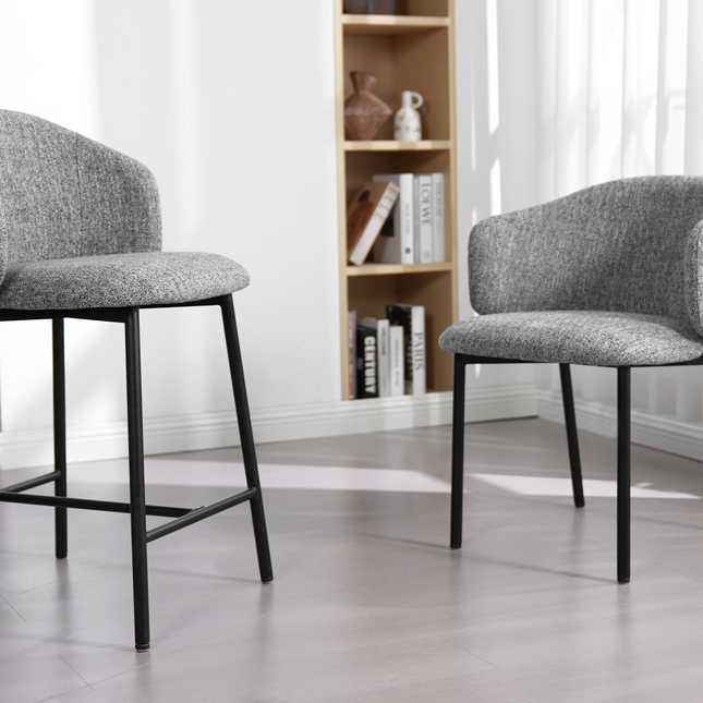 Jenna Eetkamerstoel - Grijs - Zwart Poten