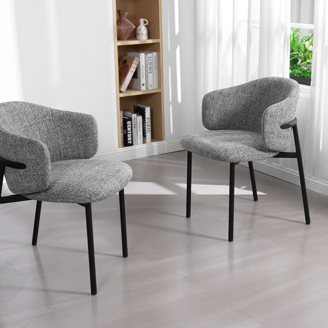 Jenna Eetkamerstoel - Grijs - Zwart Poten