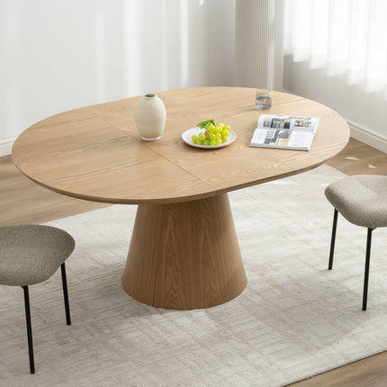 Ronde tafel Maya - Naturel Fineer - Uitschuifbaar 120-160cm